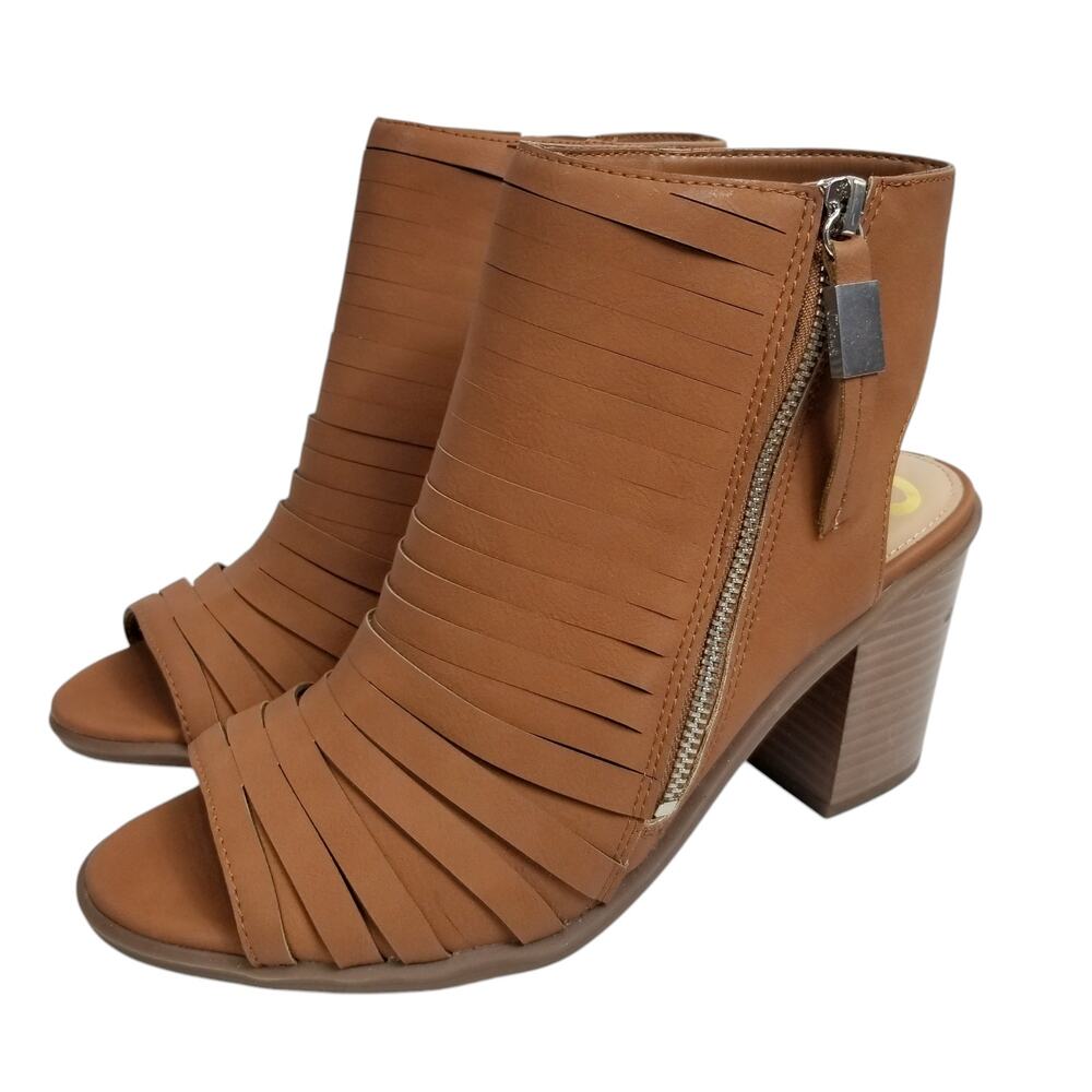 Circus by Sam Edelman NWOB Kesler Open Toe Vegan Faux Leather Brown Size 8.5